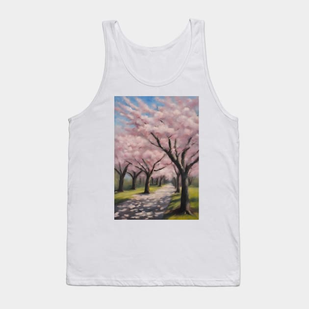 Cherry Blossom Trees Oil Painting Art Tank Top by Art-Jiyuu